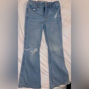 abercrombie kids light blue distressed high rise flare jeans. Size 7/8 Regular